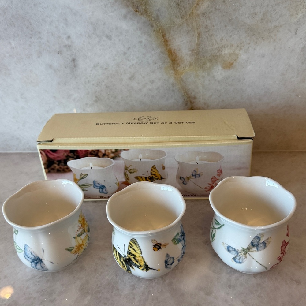 Lenox Butterfly Meadow Votive Set - White and Multicolor